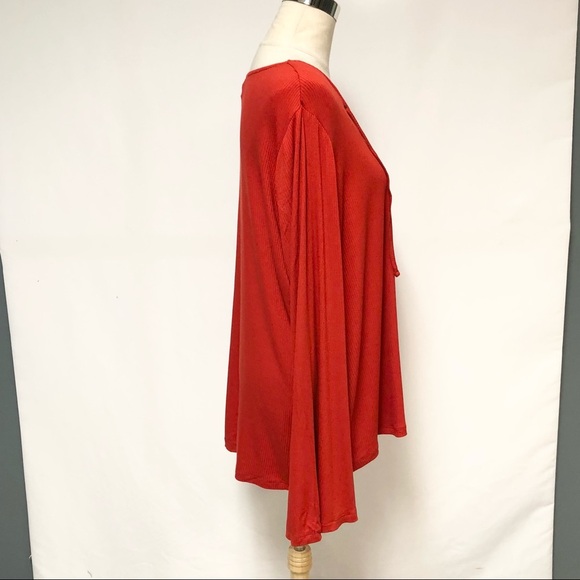 ➕ Cato Ribbed Bell Sleeve Lace Up Top Sz 22/24W - Picture 5 of 8
